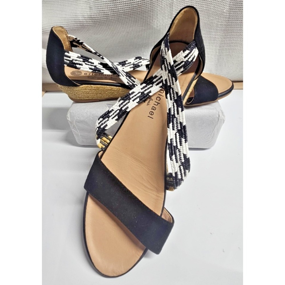 Eric‎ Michaels textile suede strappy criss cross Lyanne sandals woman Sz 40 NWOB